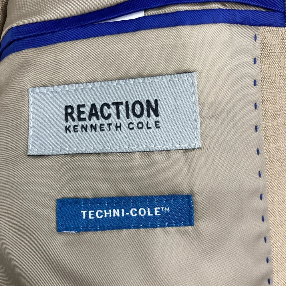 Kenneth Cole Reaction Mens Slim fit 2 Piece Suit 42S Pants 35W 32L Tan Brown